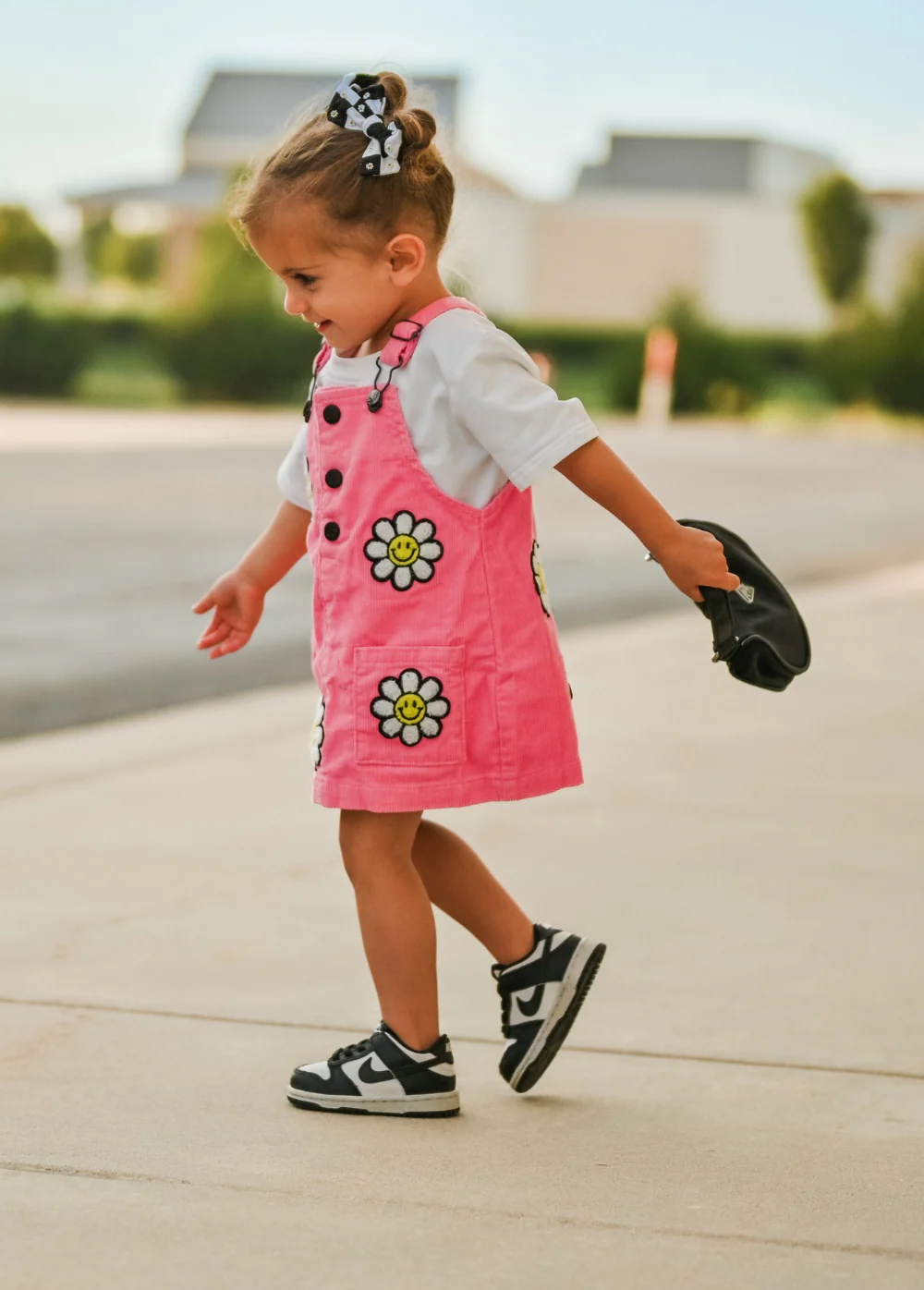 Little Bloomer Pink Corduroy Dress - Image 4